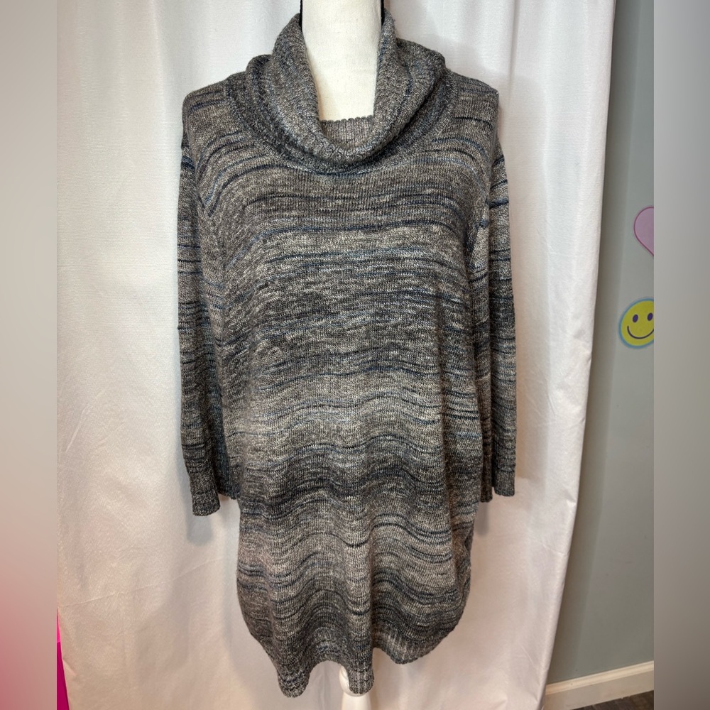 C.J. Banks women’s marled knit tunic sweater 3X Gray Blue